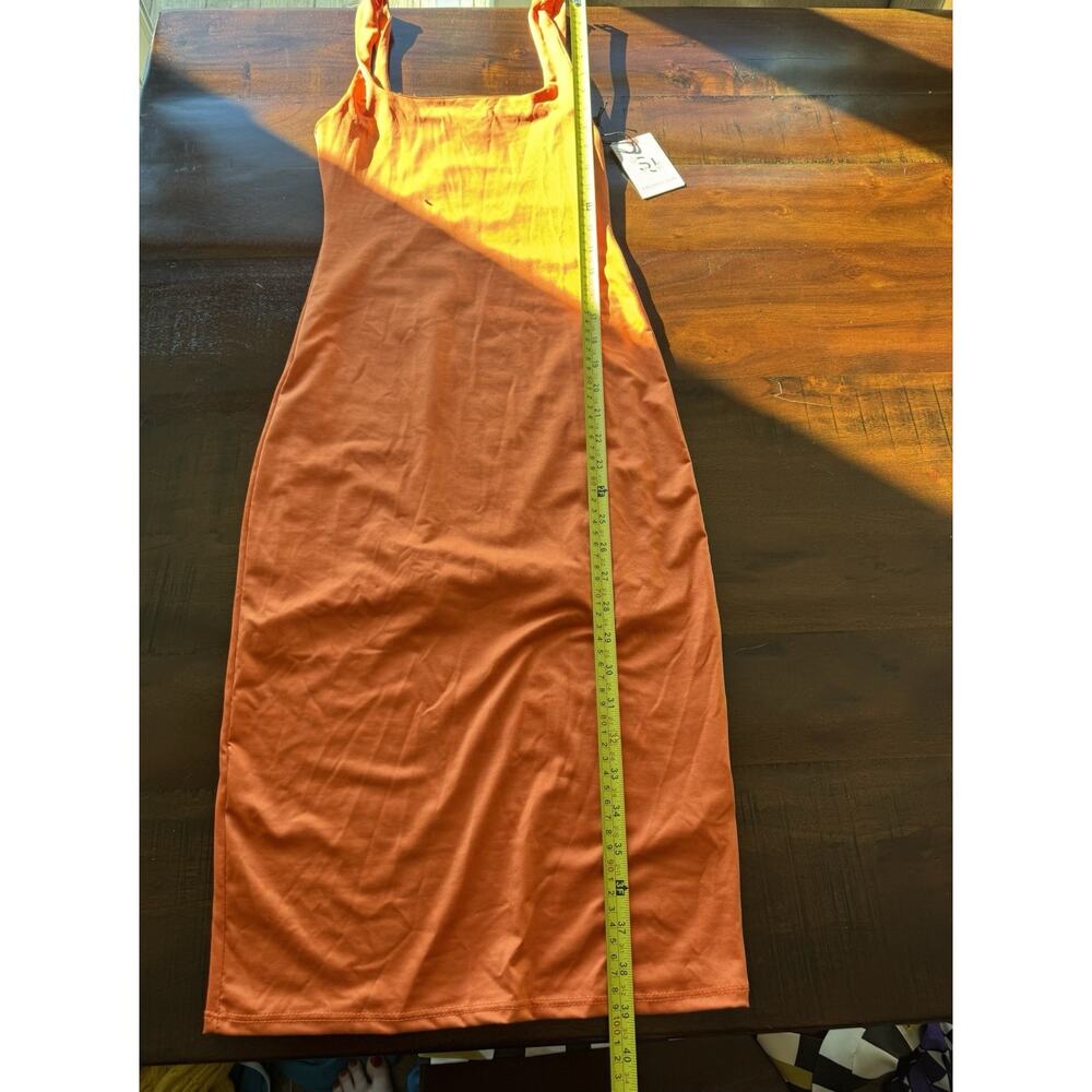 NWT Sincerely Jules Orange Bodycon Midi Dress XS Square Neck Fitted - Picture 7 of 10